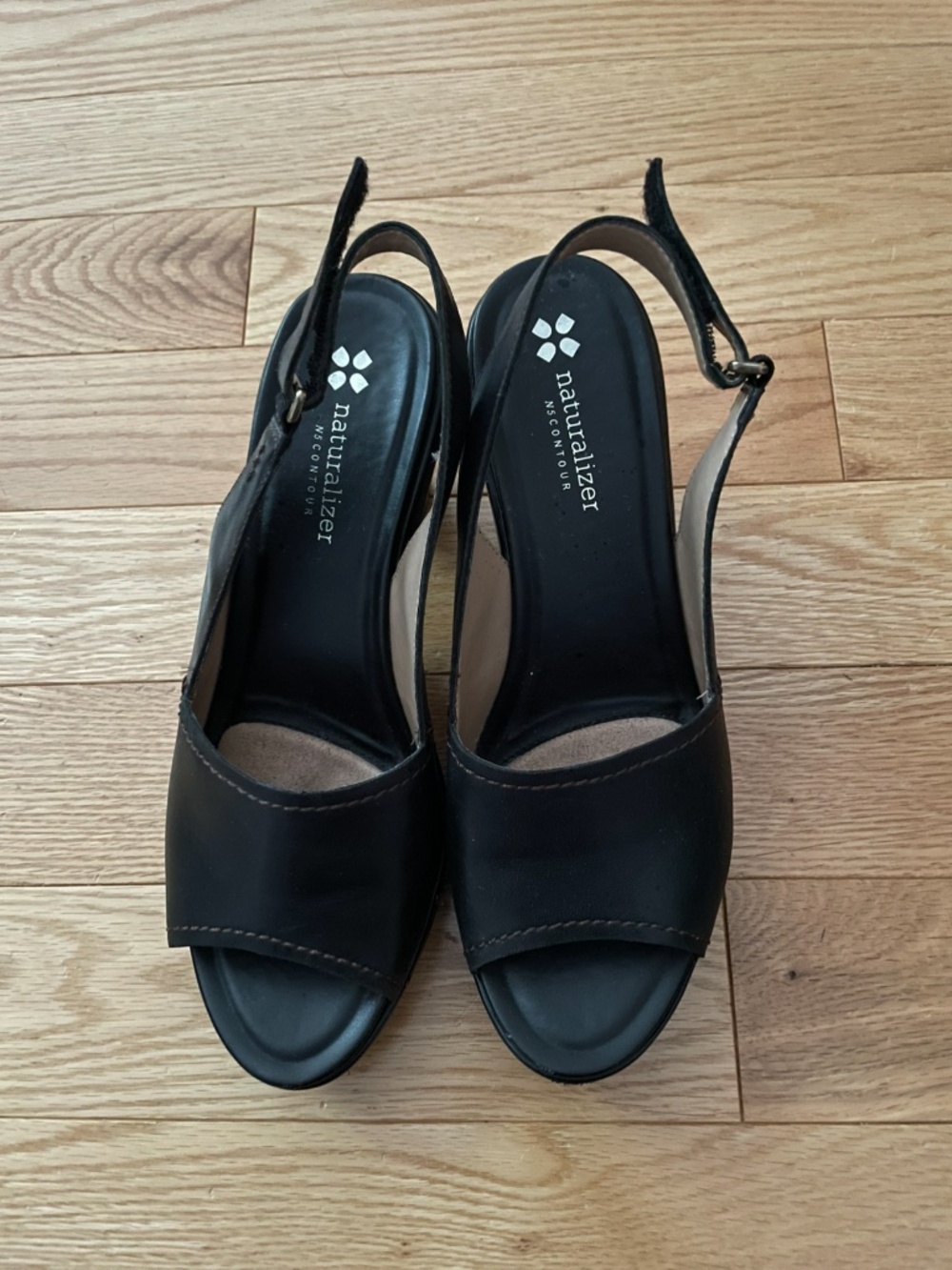 Naturalizer, Platform, Slingback Sandals, Black, Size 9